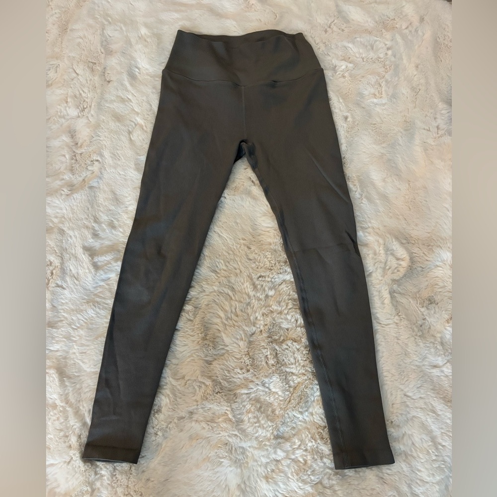 Spiritual Gangster Self Love Ribbed Leggings in Grey, Size M/L